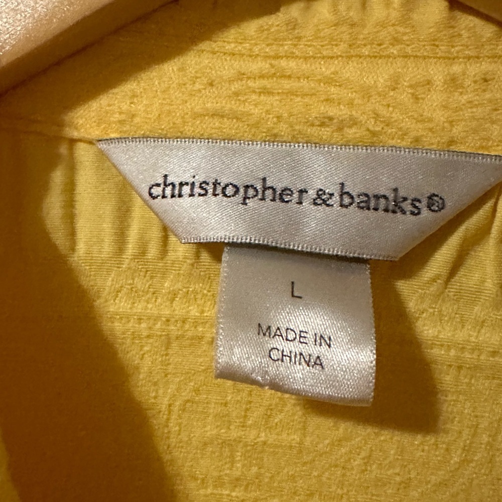 Christopher & Banks yellow Waffle zip up Long Sleeve - Picture 9 of 10
